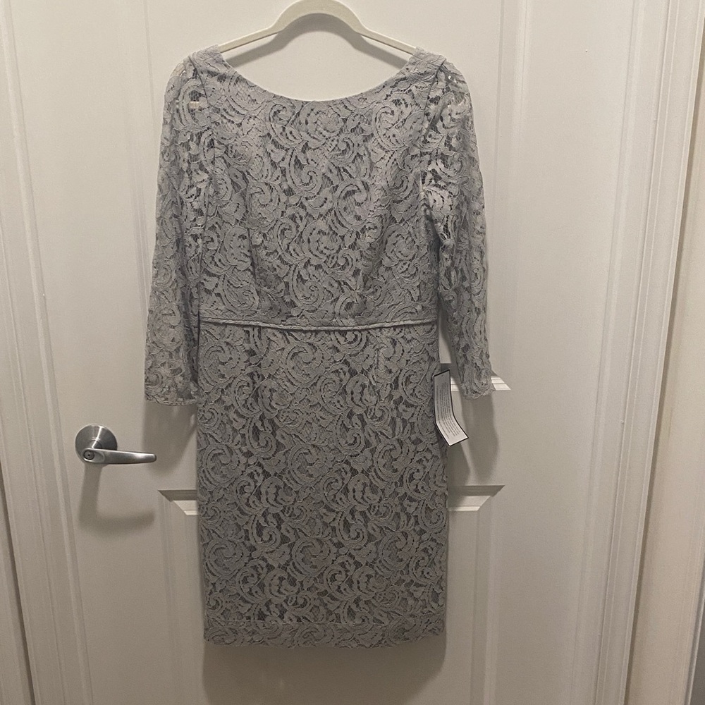 J. Crew Gray Lace 3/4 Sleeve Dress (midi)